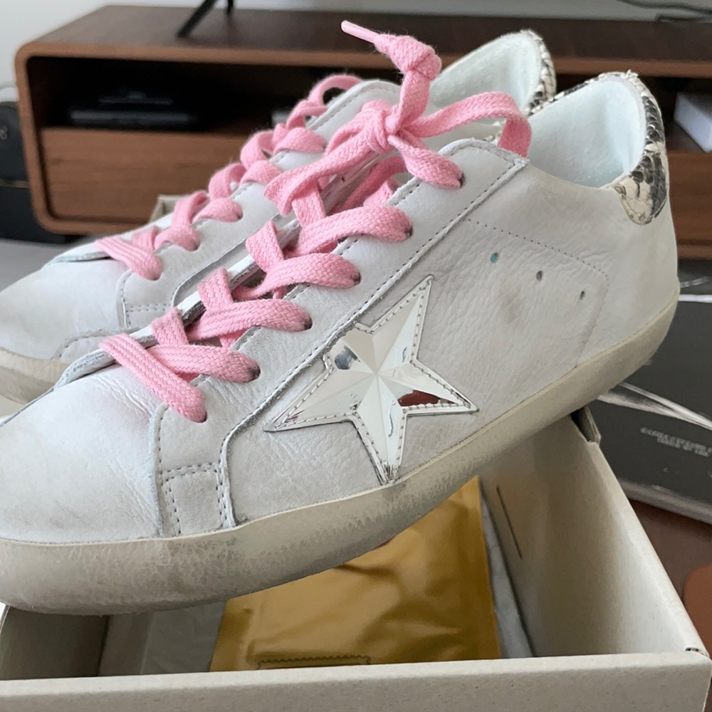 Golde Goose White Super-Star sneakers with snake